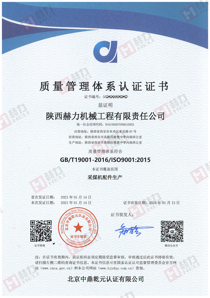 Certificate of Quality Management System
